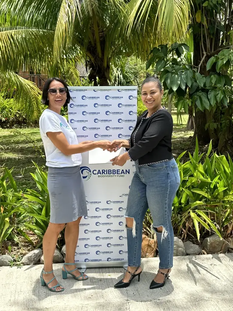 (L-R) Tanja Lieuw, Conservation Finance Program Manager, CBF. Danellia Aitcheson, Manager, NCTFJ